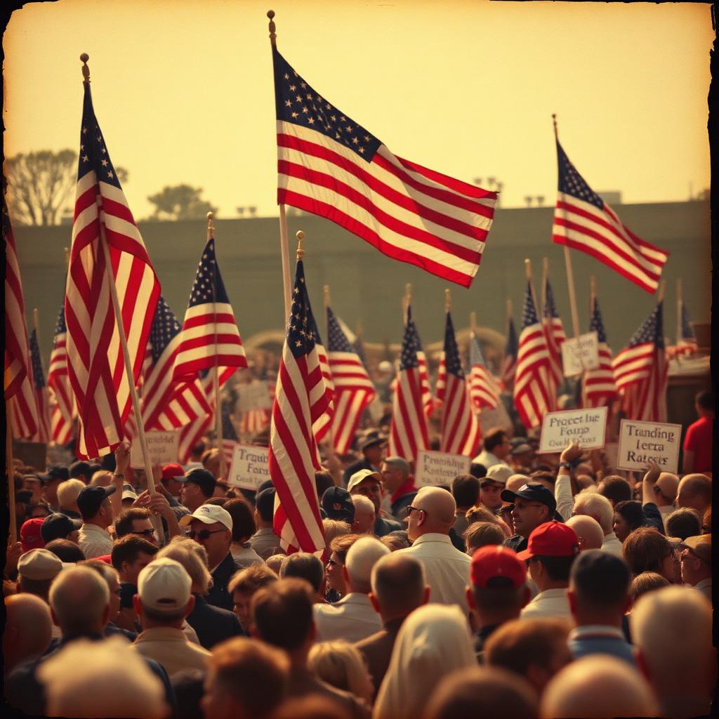 Rally with American flags